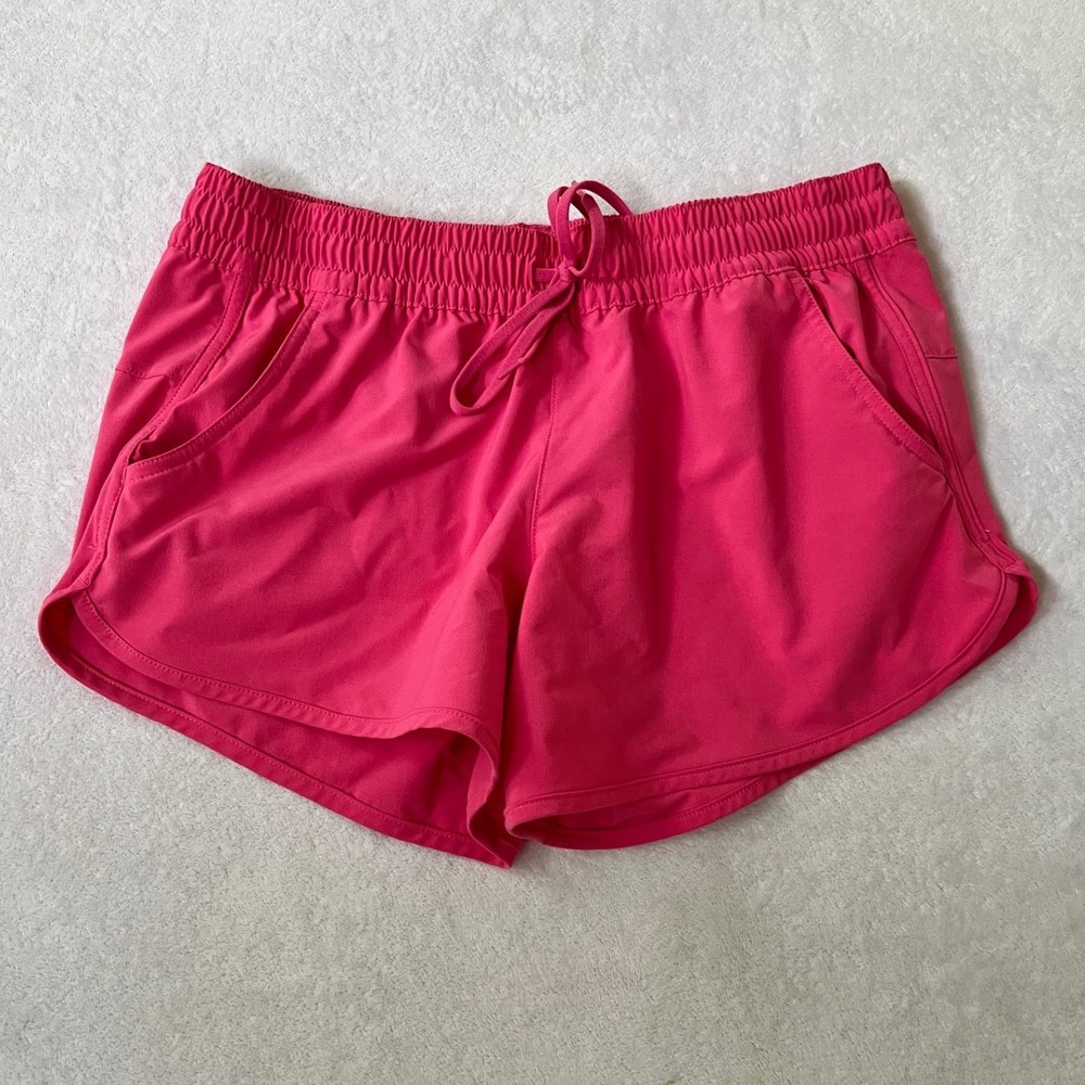 Columbia Athletic Shorts Pink Drawstring Elastic Waist Pockets Size M